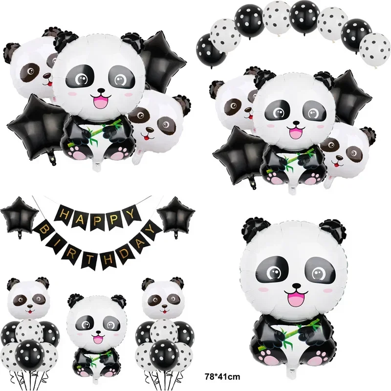 Disney cartoon cute black and white panda Aluminum film balloon set children's birthday theme party decorations