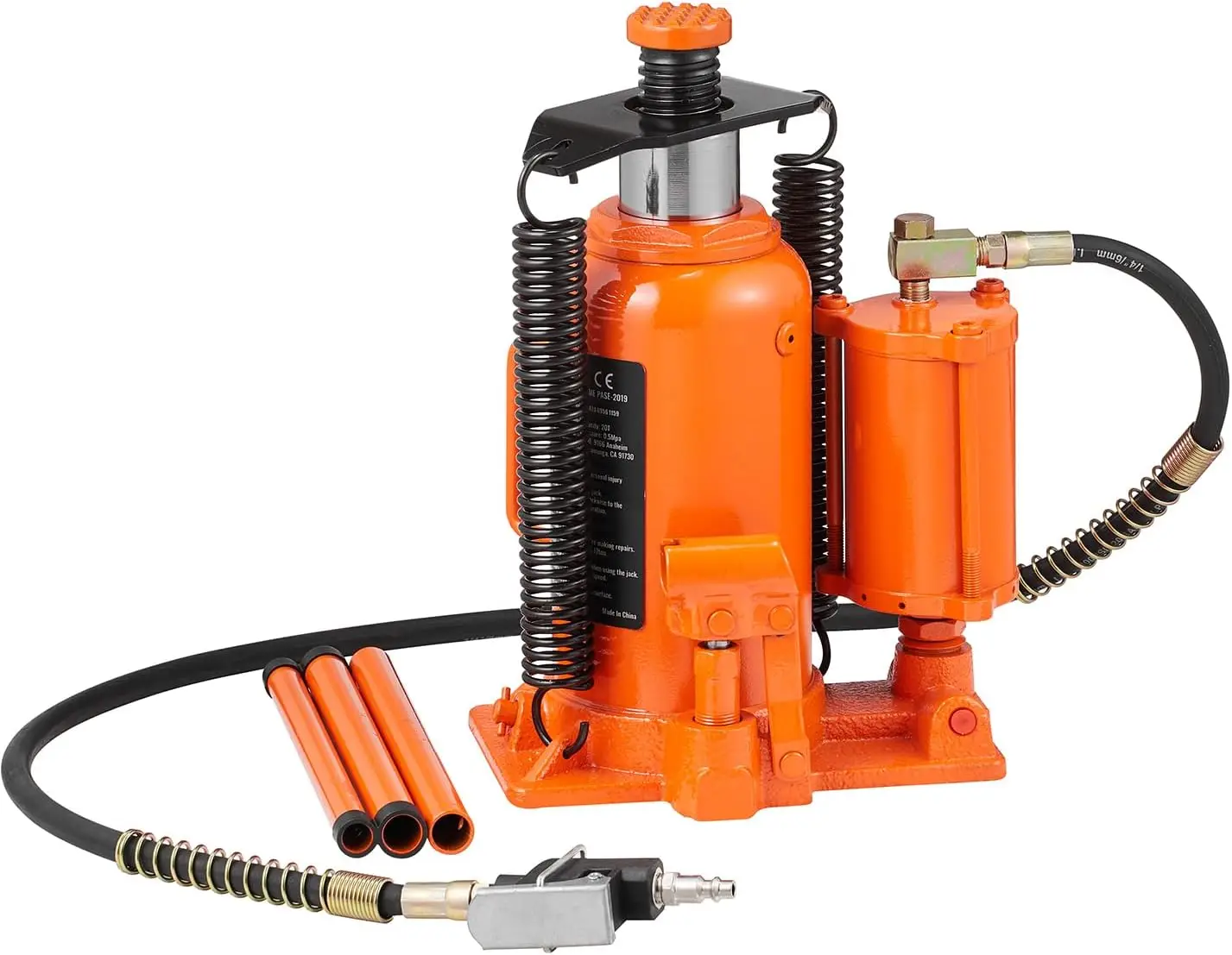 Air Hydraulic Bottle Jack, 20 Ton/40000 LBS All Welded Bottle Jack, 10.4-19.7 inch Lifting Range, Manual Handle and Air Pump