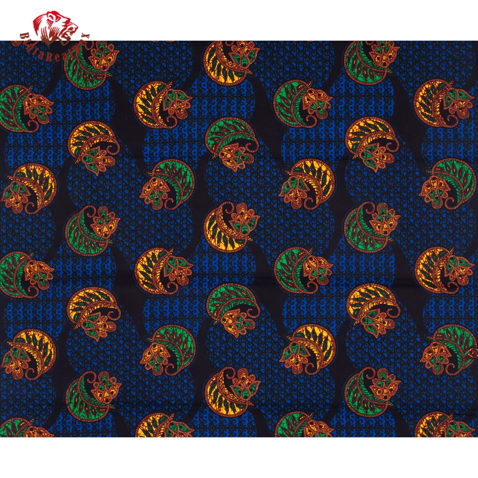 Binta Real Wax African Print Cotton Fabric Dark Blue Paisley Pattern Cloth 24FS1605 view 3