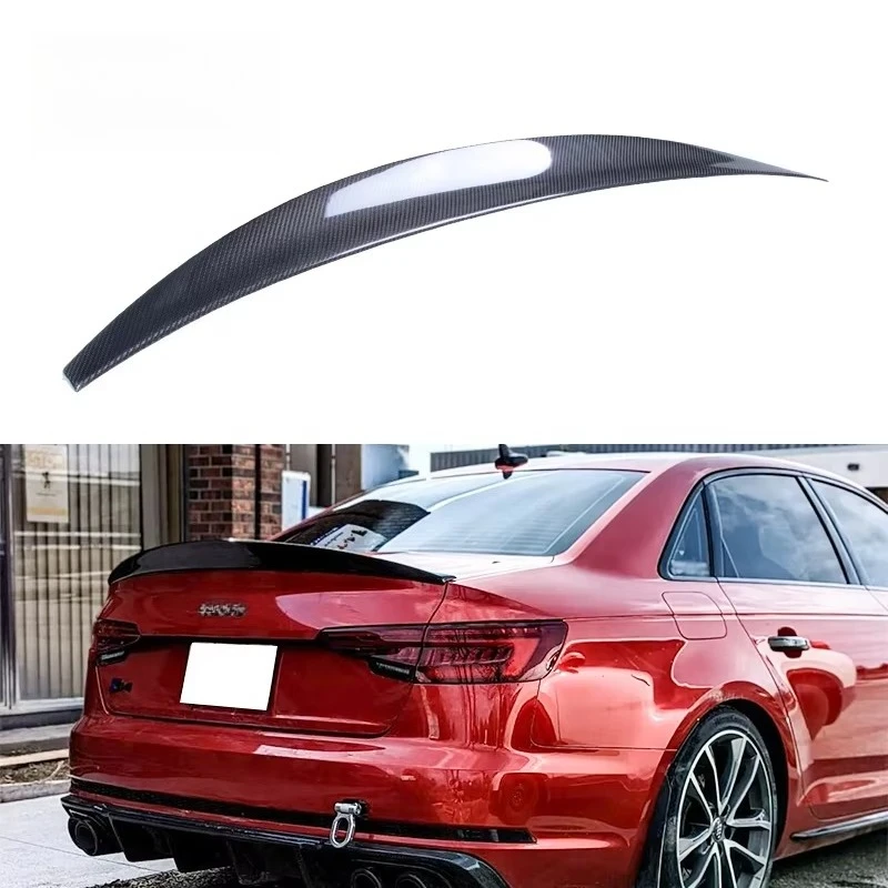 

For AUDI A4/S4 B9 B9.5 HK Style Real Carbon Fiber Material Rear Spoiler Trunk Wing 2017-2024