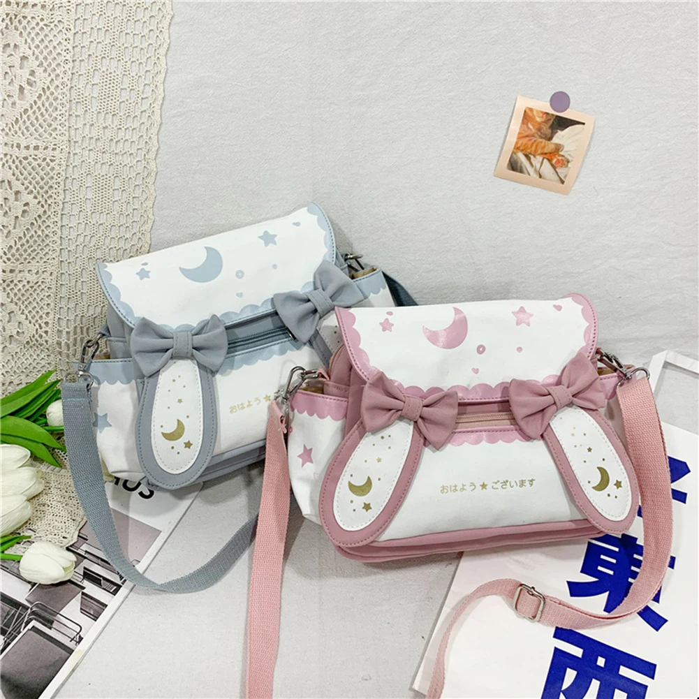 Sac messager doux de style japonais pour femmes, sac cartable animé, sangle réglable, sac de voyage en plein air pour filles, initié Kawaii