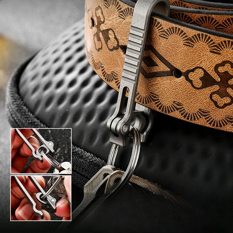 

New Titanium Alloy Belt Buckle Portable Multi Functional Metal Belt Buckle Without Spring Active Hanging Buckle