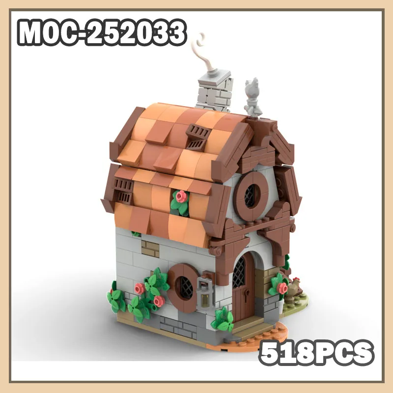 

Конструктор MOC-252033: Средневековый фермерский дом, серия модульной архитектуры MOC «Современный городской пейзаж», креативные игрушки, 518 деталей