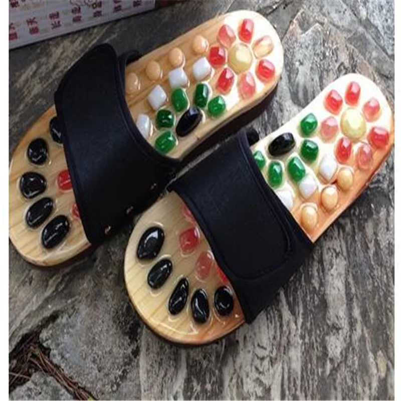 Relaxally Acupressure Slippers Foot Massage with Natural Stone Therapeutic Reflexology Sandals Foot Acupoint Massager