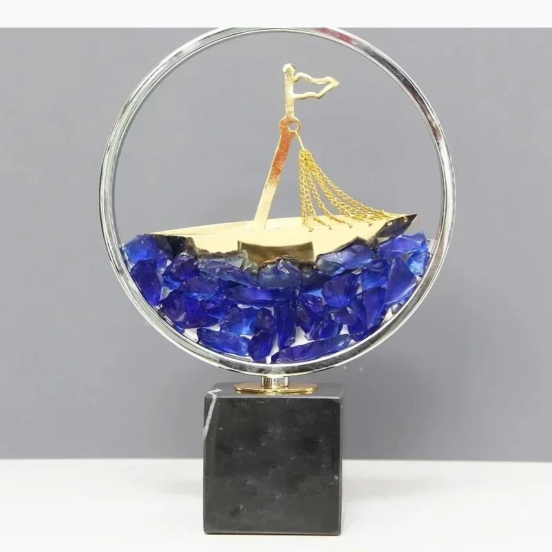 Lonely Boat and Sea Abstract Artwork Desk Decoration Ornaments Ship Sculpture Room Aesthetic Decor