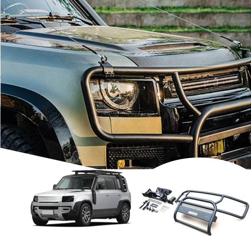 

Car Steel Front Bumpers Guard Bullbar Bull bar 4x4 Parachoque for Defender Front Bumper with Winch Bracket 2022 2023