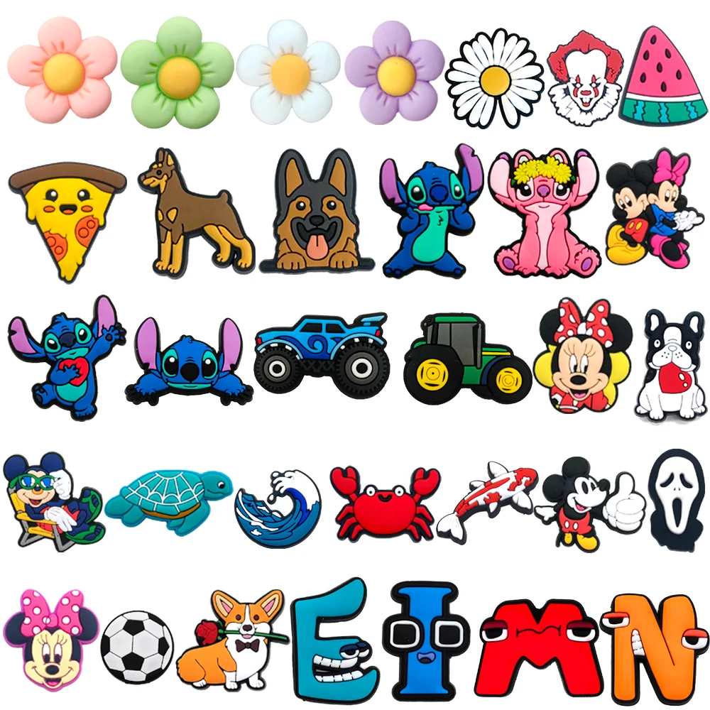 

Potdemiel 1Pcs Cartoon Dog Shoe Charms Aceessories for Flower Letter Sandals Pins Decorate Girls Gifts