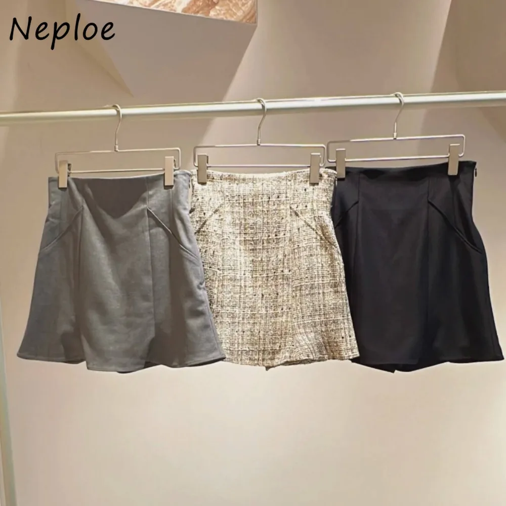 

Neploe New Temperament High Waist A-line Skirt Casual All-match Slim Plaid Short Faldas Japan Moda Sweet Mermaid Women Mujer