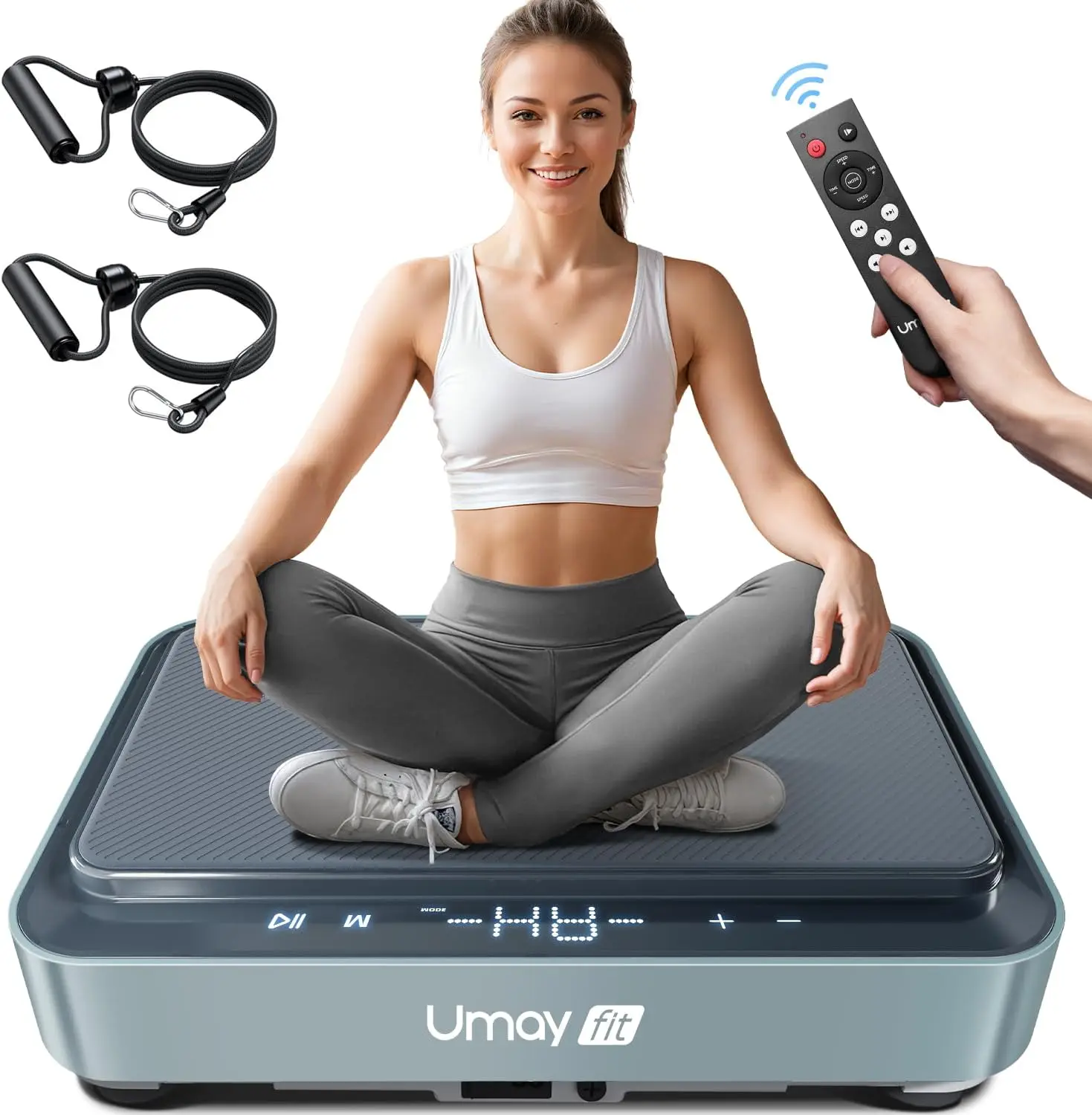 Fitness Vibration Plate Exercise Machine with Loop Bands, Whole Body Home Exercise for Muscles Strength, Blood and Lymph Circula