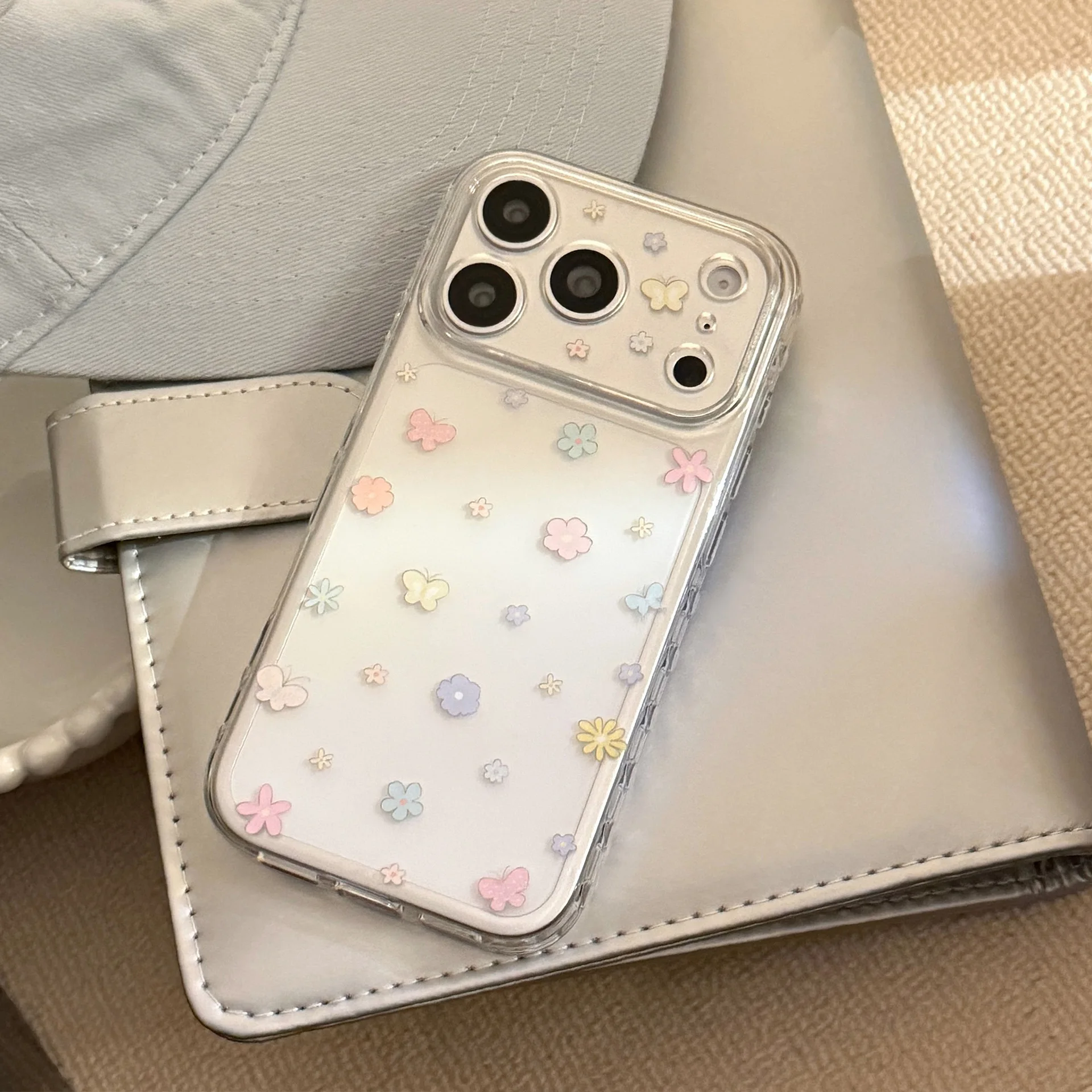 

Korean Colorful Flowers Butterfly Pattern Phone Case for iPhone 17 16 15 13 14 12 Pro Max Clear Shockproof Protective Soft Cover