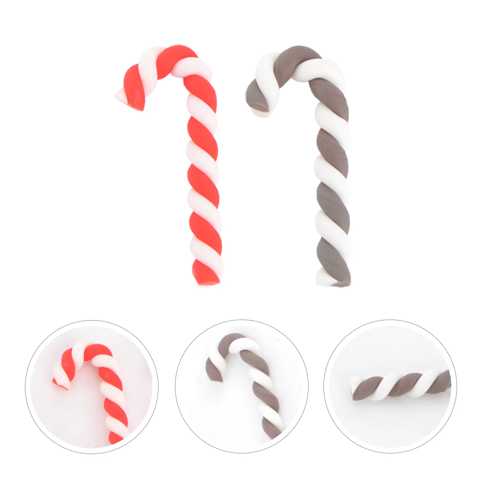 

20Pcs Soft Clay Mini Cane Christmas Accessory Red Coffee DIY Phone Ornament Holiday DIY Material Creative Accessory for Phone