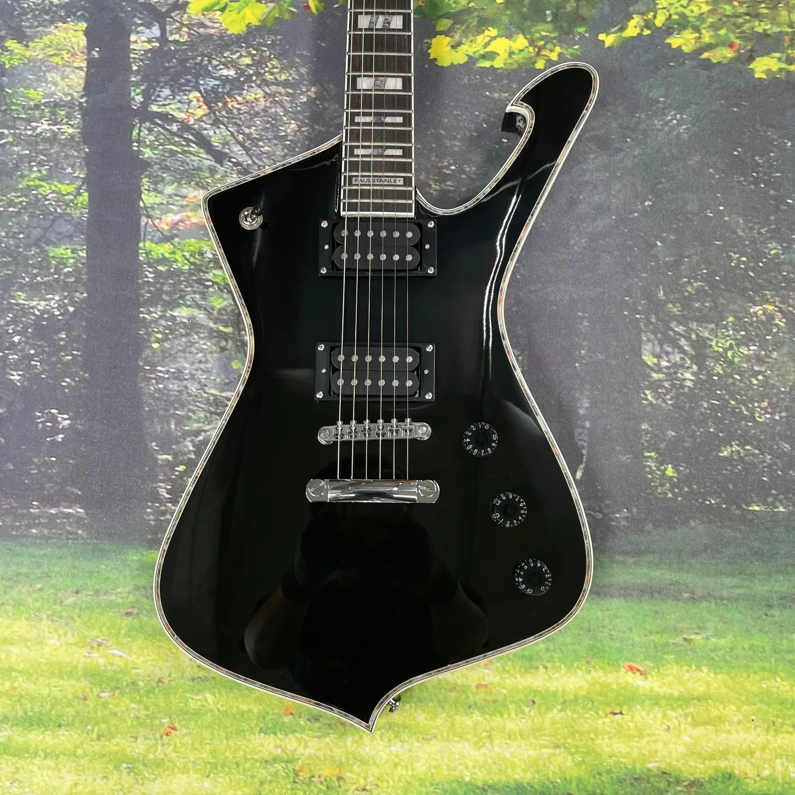 جديد أسود Iba.z Iceman Guitar 6s جولة سبائك الكروم مصنع مخصص