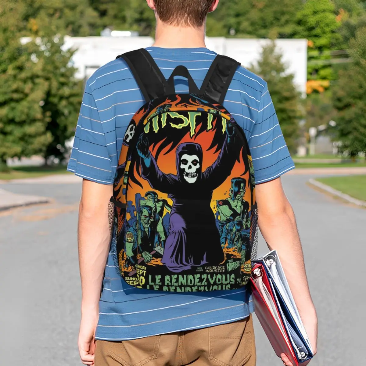 Zaino Heavy Metal Misfits Skull Studente Ragazzi Ragazze BookBag Borsa da scuola per bambini Borse a tracolla per computer per uomo Donna
