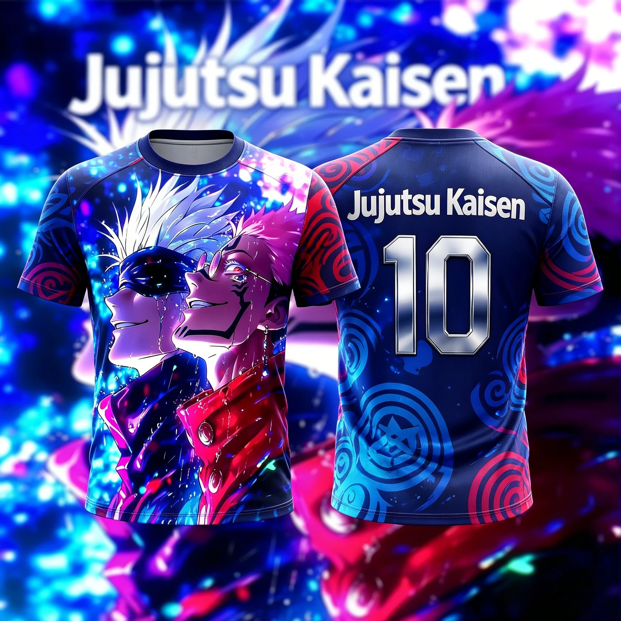 

2026 New JUJUTSU KAISEN NO.10 NO.7 Gojo Sukuna Anime T-Shirt Adult Men's 3D Printed Special Football Jersey T-Shirt Kids Y2k