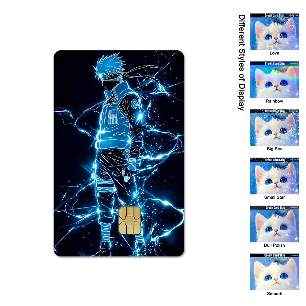 Anime naruto cartão de crédito adesivo uchiha sasuke haruno sakura design pele suave arco-íris anime cartão adesivo decoração à prova dwaterproof água