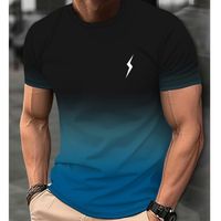 Summer Simple Style Printed Men's Short Sleeve T-Shirt Creative Casual Shirt Street Retro Trend O Collar Loose Quality Clothing