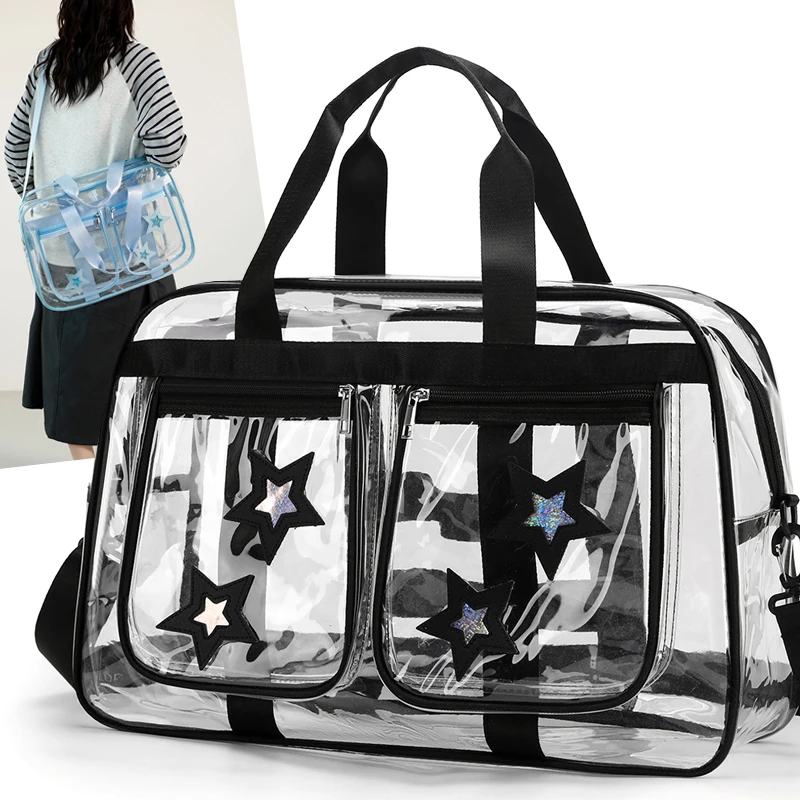Waterproof PVC Transparent Swimming Crossbody Bag Large Gym Fitness Travel Star Handbag Outdoor Sports Yoga Training Luggage Bag