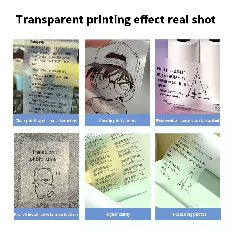 57mm Mini Photo Printer Thermal Paper Rolls Transparent Error Correction Sticker Label Receipt Bill For Peripage A6 Impresora