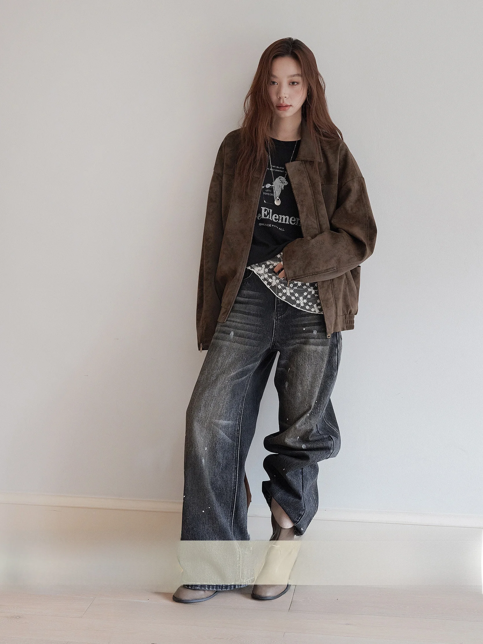 Jaqueta Feminina VNOOK de Couro PU Vintage, Estilo Solto, Jaqueta de Motocicleta, Nova Chegada de Outono