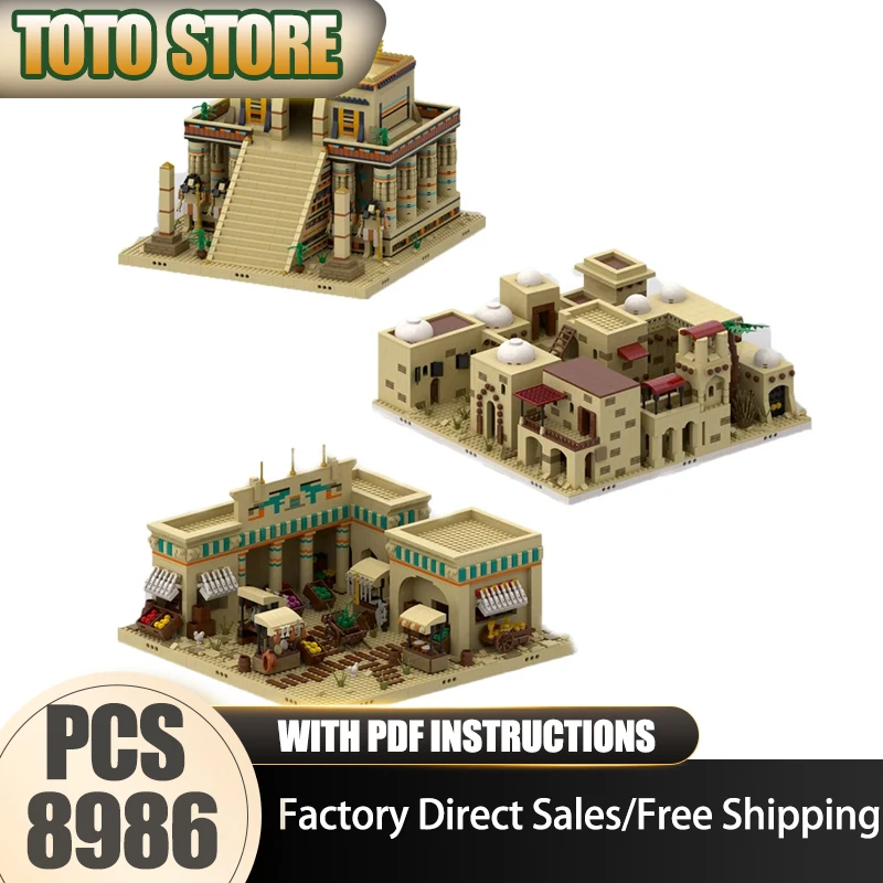 Moc Bausteine Ägyptische Architektur Gebäude Technologie Modulare Stadt Gebäude Modell Blöcke Konstruktion Spielzeug Geschenke