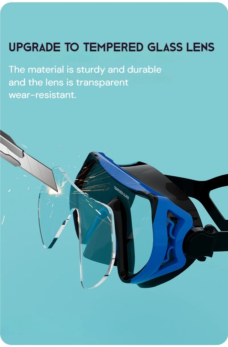 Máscara de buceo táctica vidrio templado snorkel adulto - imagen 3