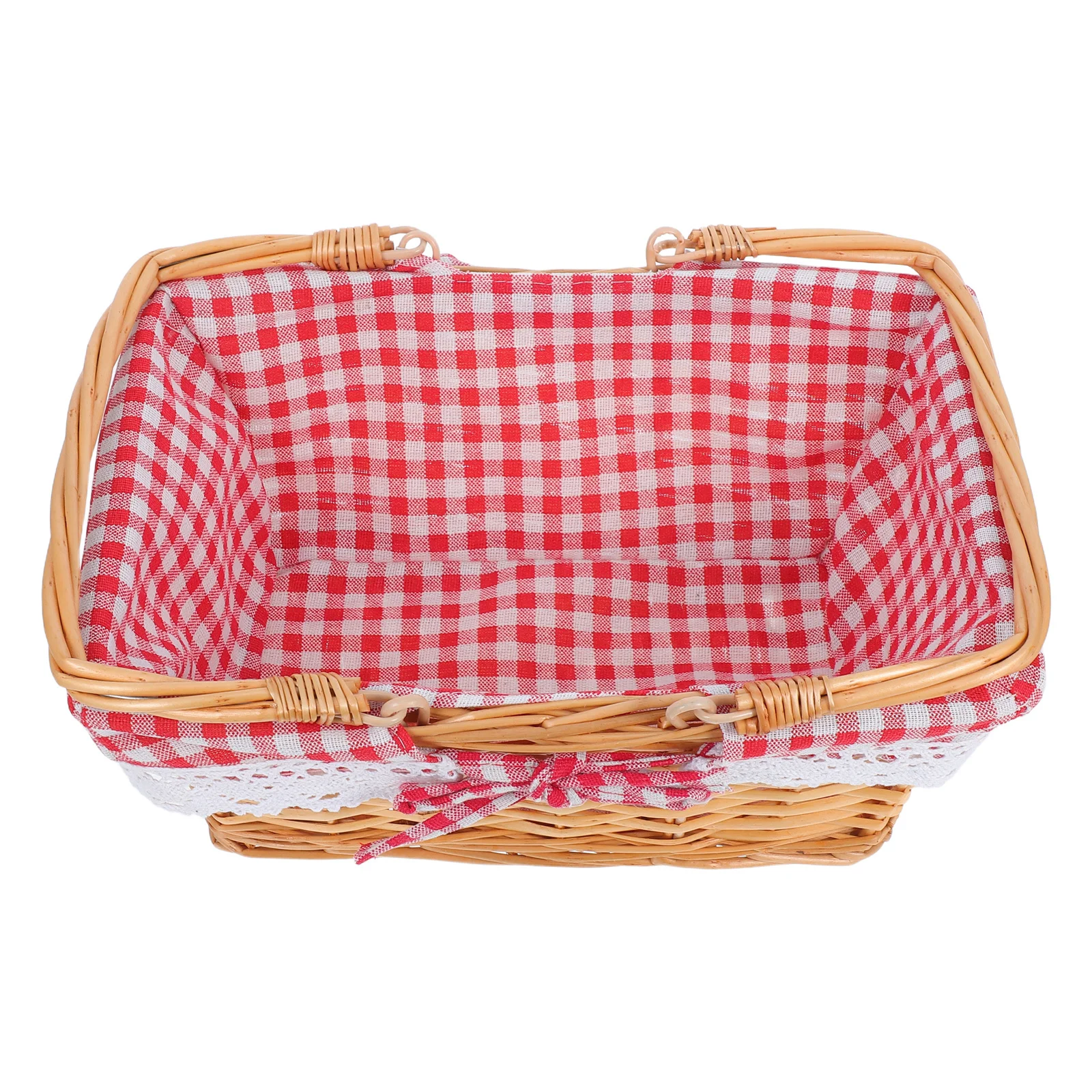 

Wicker Storage Basket Fruit for Kitchen Rectangle Bread Baskets Rectangular Berry Snack Organizer