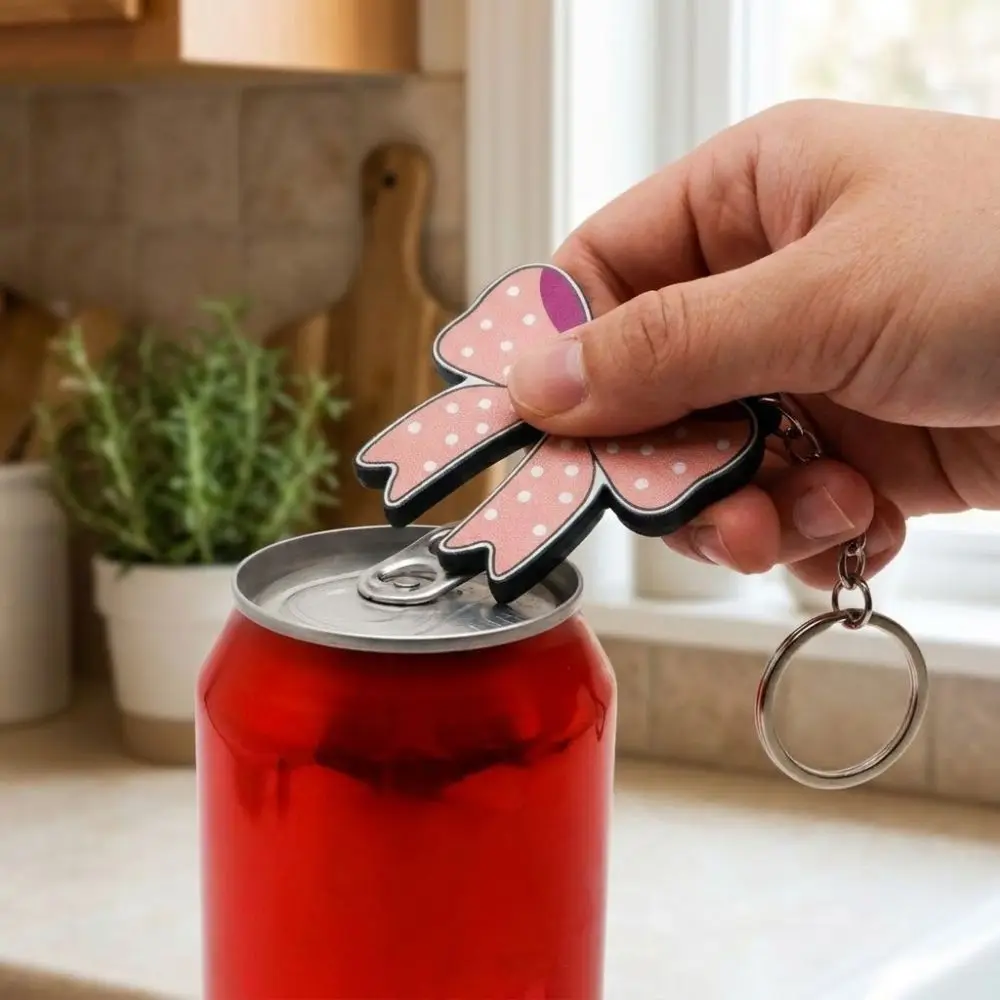 Non Slip Bow Keychain Bottle Opener Bow Tie Shape Cute Aesthetic 2 in 1 Bow Keyring Plastic Beautiful Practical Bow Jar Remover