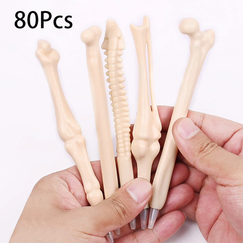 80Pcs Novely Bone Pens with Black Ink Nurse Pens & Doctor Pens for Medical Party Favors Halloween Party Toys