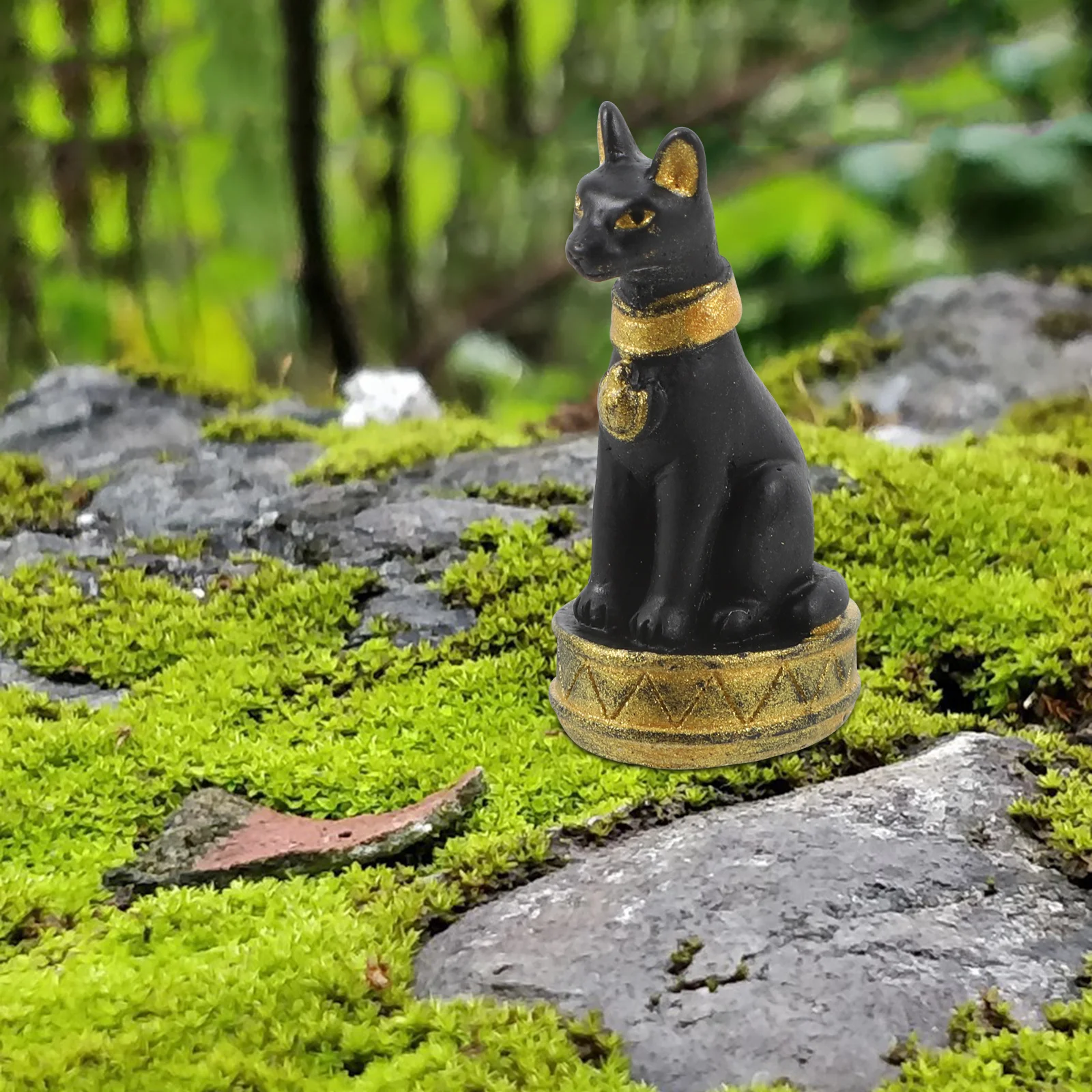 

8Pcs Miniature Egyptian Cat Sculptures Resin Garden Decorations Small Animal Figures Micro Landscape Decor Mini Animal Figurines