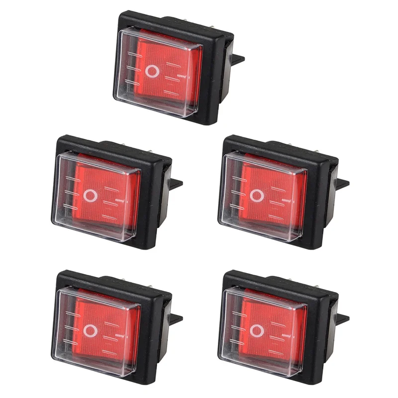 ABGE-5PC 36X29mm SPST Interruttore a bilanciere per barca impermeabile a 4 pin per aspirapolvere industriali con copertura impermeabile