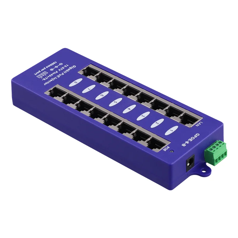 

【Новый купон пользователя】гигабитный 8-портовый Poe-инжектор Mid-Span Poe-инжектор, режим B для сети видеонаблюдения Mikrotik UBNT, настенный монтаж
