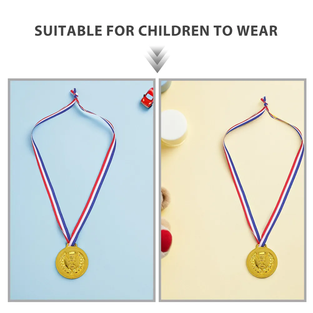 25Pcs Sports Medals Gold Electroplated Lightweight Neck Ribbon Awards for School Sports Days Birthday Parties