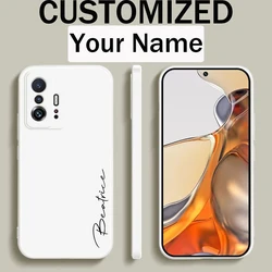 For Xiaomi Mi 11T Pro Customized Personalized Name Initials Soft Liquid Silicone DIY Case Cover For Xiaomi Mi 11T Pro