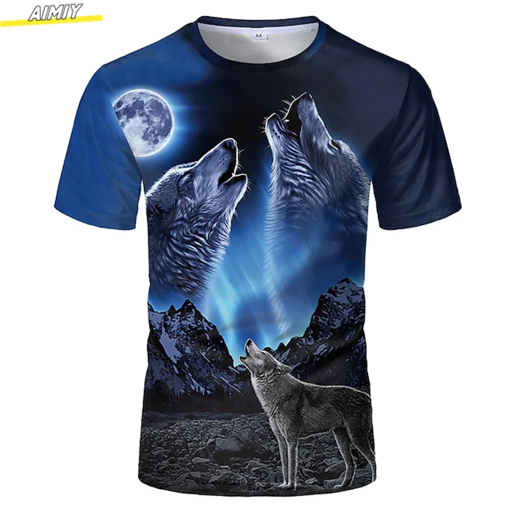 Men's Hipster Wolf 3d Printed T-shirt Printing Short Sleeve Fashion Summer Tee 3D Animal Plus Size Round Neck Daily Holiday Top