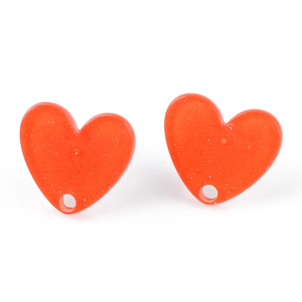 20pc/lot 14*15.5mm 925 Silver Needle Stud Earring Colorful Heart Shape Acrylic Helix Cartilage Tragus Lobe Ear Piercing Jewelry