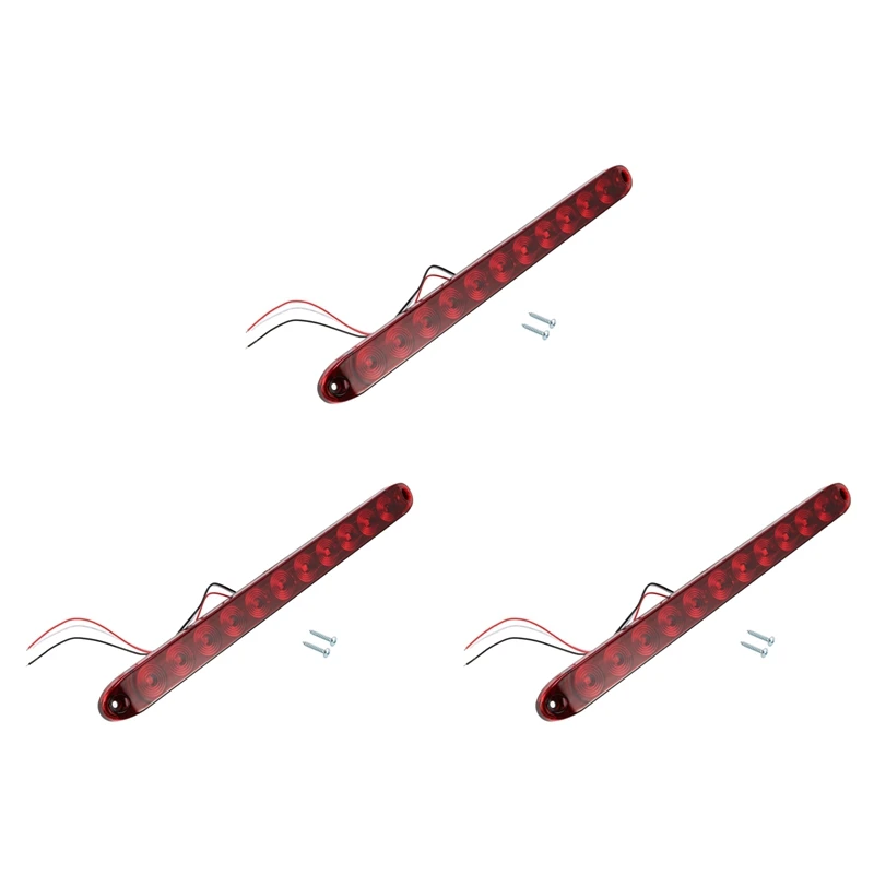 

3PCS 16 Inch 11 LED Red Trailer Light Bar For Park Stop Turn Signals Tail Brake Light IP65 Truck Trailer Marker ID Bar