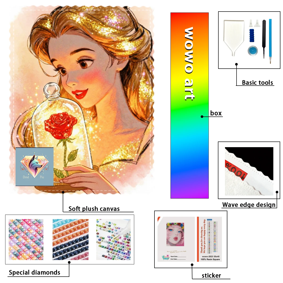 

【Piu Diamond Art】The Princess of the Lighted Rose 100% resin FD+ab+xc Diamond Stamping Kit Perfect Masterpiece worth Buying