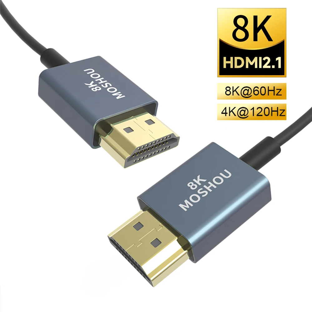 HDMI 2.1 8K 60Hz Ultra Slim Flexible Micro HDMI to HDMI 4K 120Hz HDMI to HDMI for Camera Xbox PS5 Samsung QLED TV Laptop