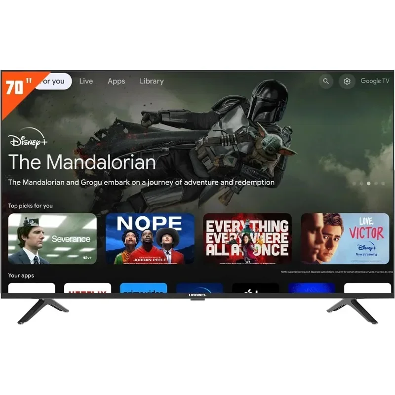 

70-дюймовый смарт-телевизор со светодиодной подсветкой 4K, Google TV, встроенным Google Play и Chromecast, HDR 10, Dolby Audio, голосовым пультом дистанционного управления