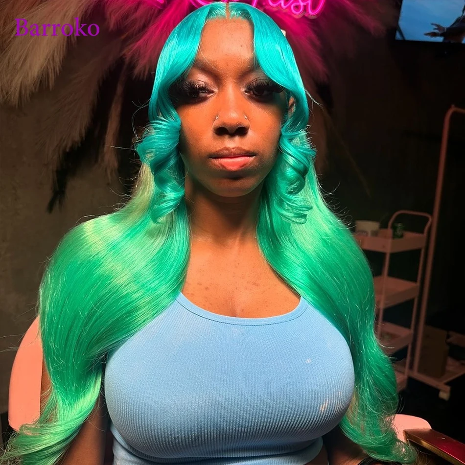 Ombre Emerald Green Colored Wig Body Wave 13x6 Lace Front Human Hair Wigs For Women Remy Hair Brazilian Transparent Lace Wig