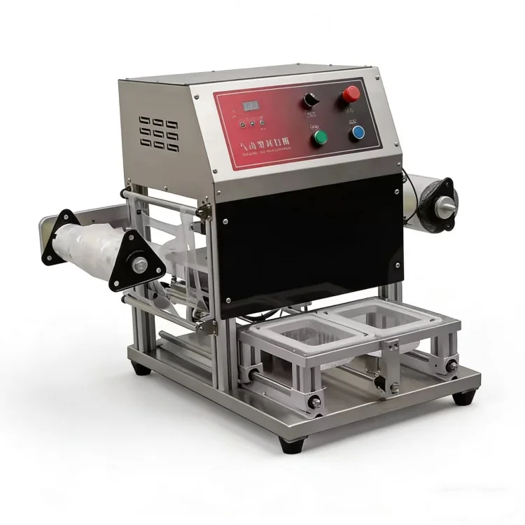 Pneumatic Automatic Lunch Box Preservation Cartons Takeout Packaging Film Sealing Machine with Heat Seal 260mm 220V