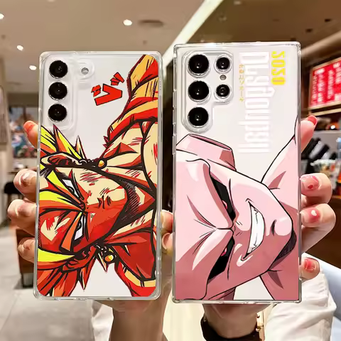 D-Dragon Ball Goku Majin Buu For Samsung S24 S23 S22 S21 S20 FE S10 S9 S8 Plus Ultra Pro Lite 5G Transparent Funda Phone Case