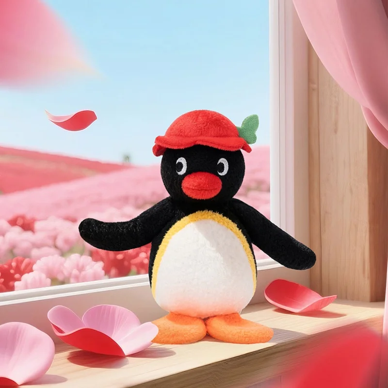 Echte Pinguin Pingu Blume Sprache Serie Plüsch Anhänger Niedlichen Schlüsselbund Pinguin Windspiel Blume Plüsch Puppe Anhänger Spielzeug Mädchen