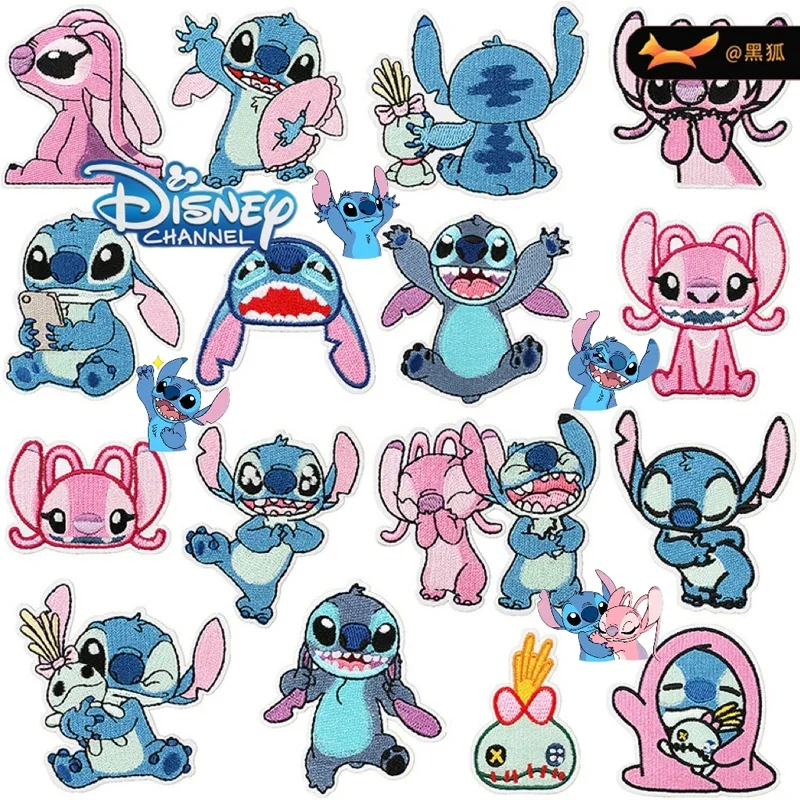 16pc disney lilo & ponto bordado remendo ferro em remendos para roupas dos desenhos animados costurar apliques ponto remendo diy para homens mulheres crianças