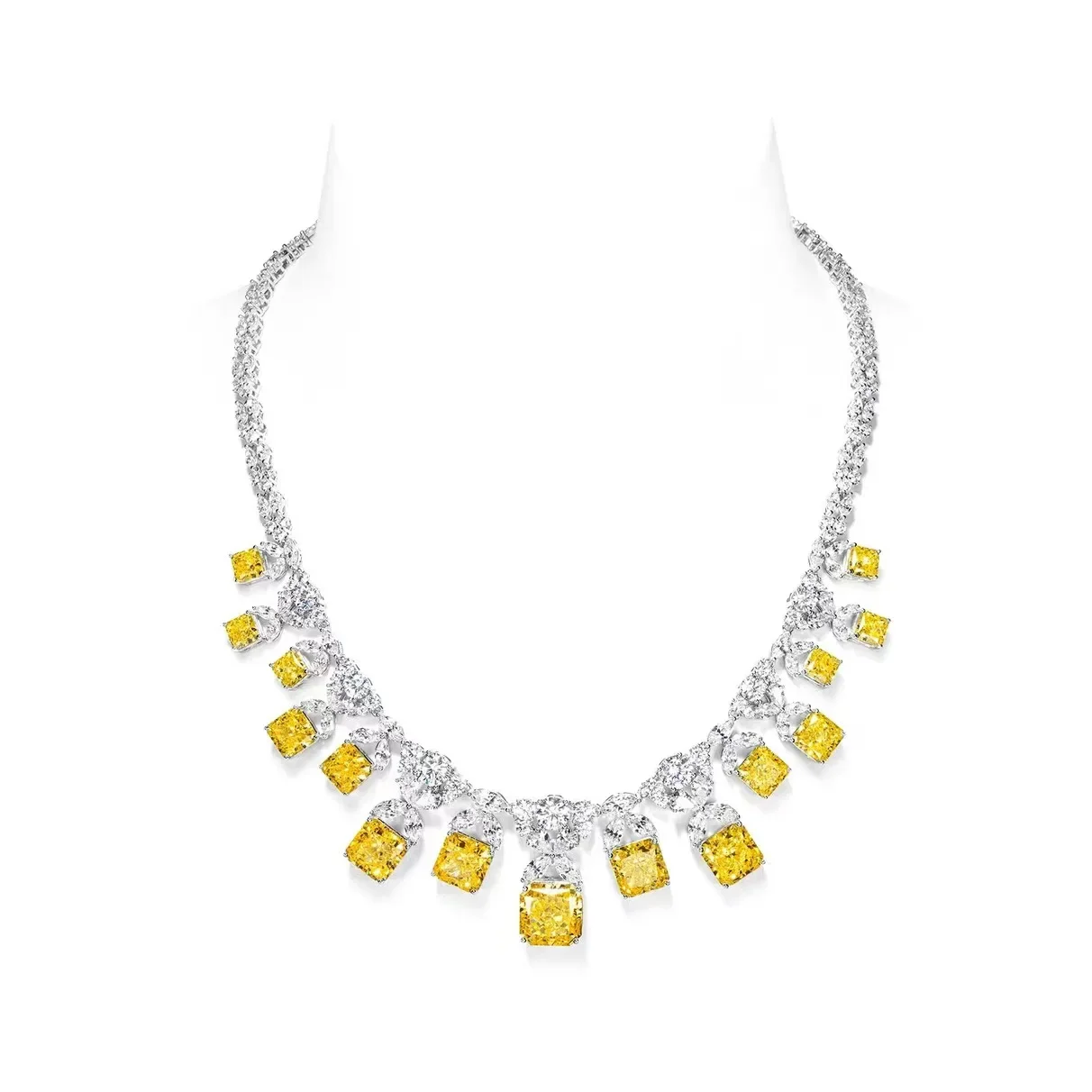 S925 Sterling Silber Halskette Luxus Diamant Abendhalskette Set Kette für Damen – Detail 6