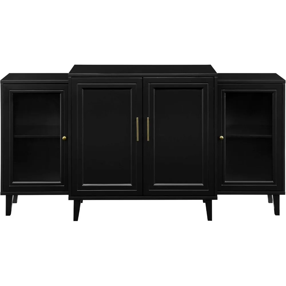 4-Door Tiered Modern-Sideboard-Buffet Stand for Storage, 62, Black