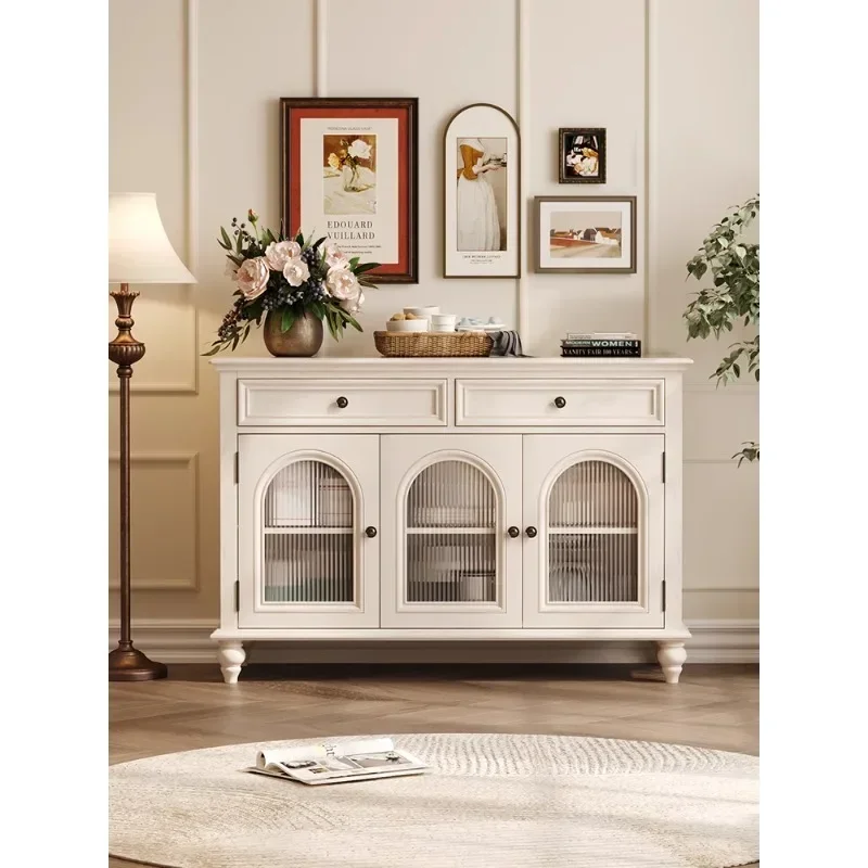 

-Белый американский сервант из цельного дерева, шкаф для хранения, гостиная, встроенная стена, французский входной шкаф, мебель