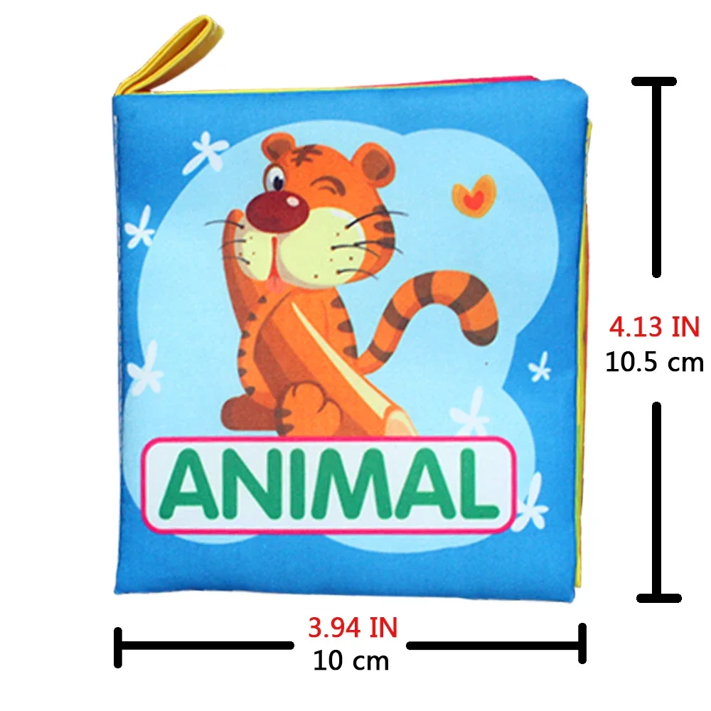4PCS English Newborn Baby Cloth Picture Book Set Sound Learning Animal Knowledge 3-6months 1 to 2 Year Cognitive Development Toy