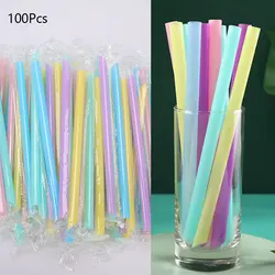 100pcs Large Drinking Straws Mixed Colors For Pearl Bubble Milk Tea Smoothie