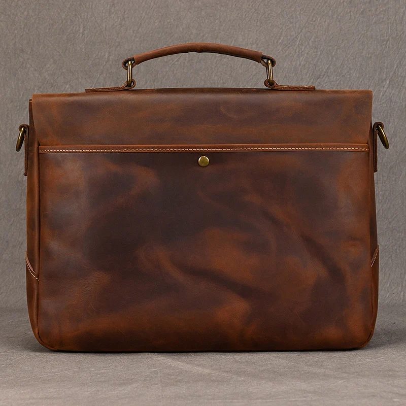 Leather Briefcase For Man Male Genuine Leather Laptop Business Bag With Shoulder Strap Travel Briefcase With Handle Shoulder Bag